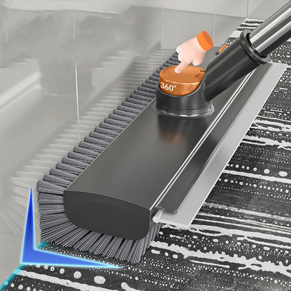 Long-Handle Floor Scrub Brush with Squeegee