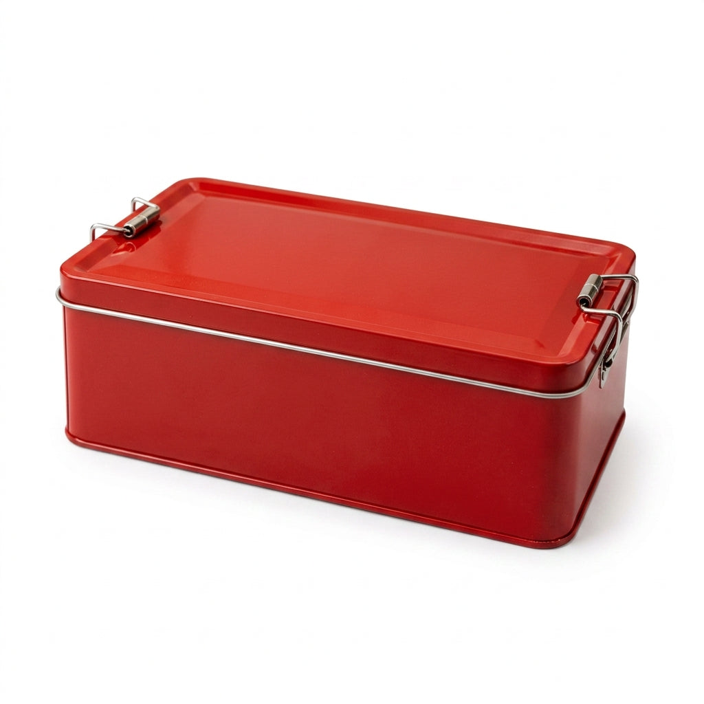 Rectangular Tinplate Storage Box With Clasp Latch