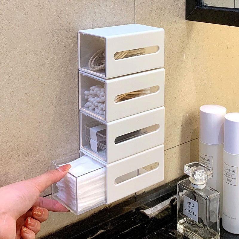 Wall-Mounted Cotton Pad and Swab Storage Drawer