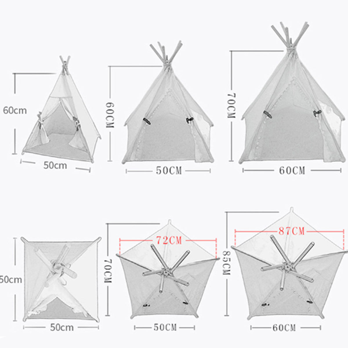 Striped Pet Teepee Tent