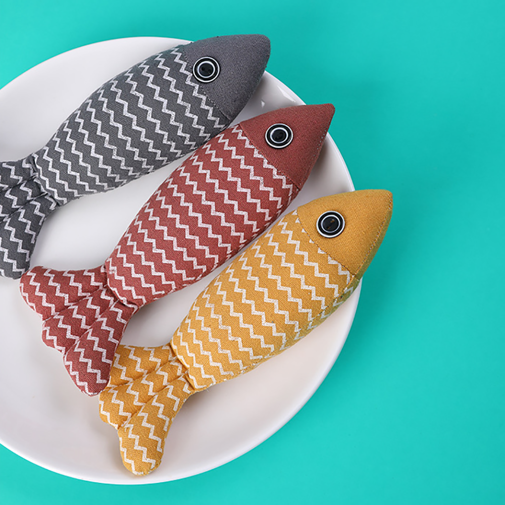 Fish-Shaped Catnip Pillow Toy