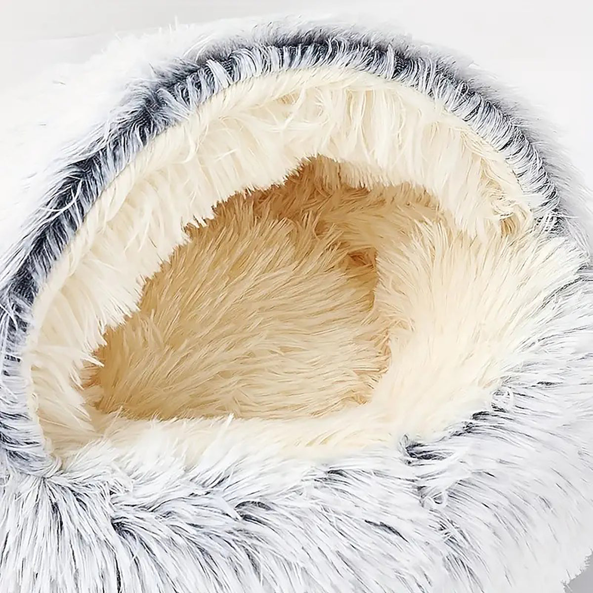 Hooded Round Plush Pet Bed