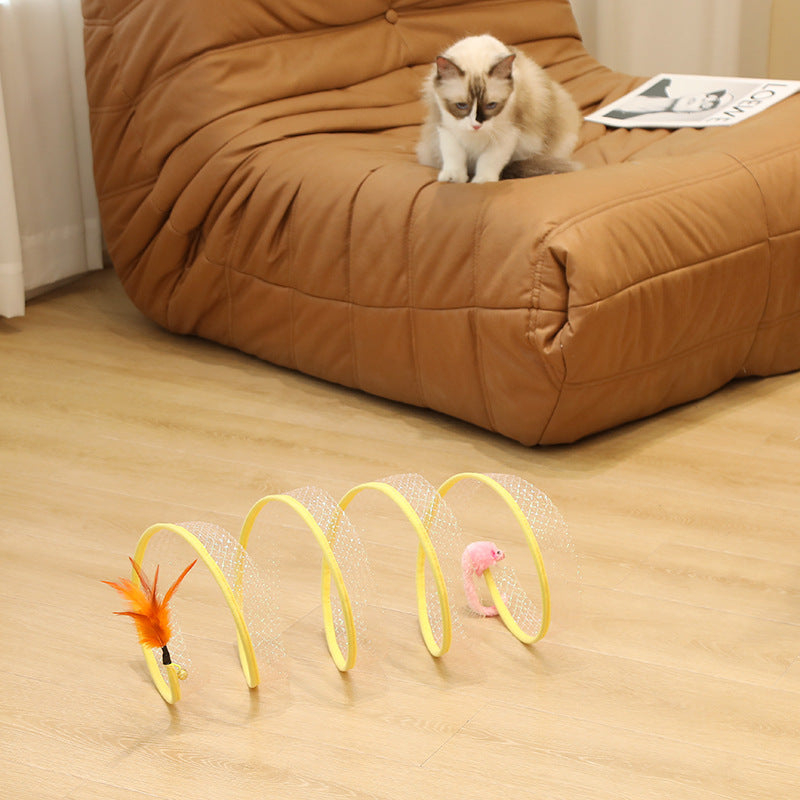 Foldable Cat Tunnel with Hanging Toys