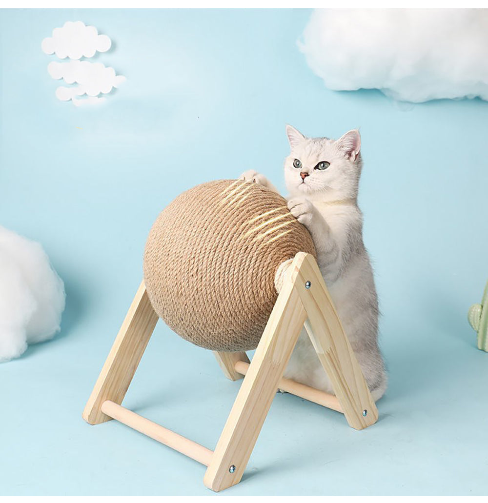 Wood-Frame Cat Scratching Ball