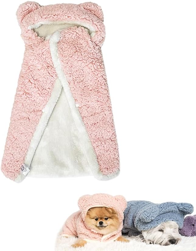 Hooded Teddy Bear Fleece Pet Cape