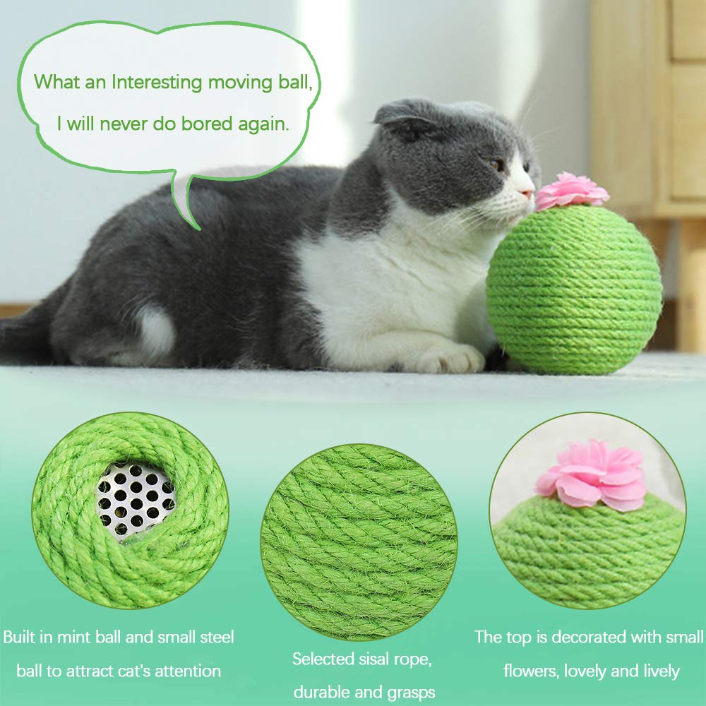 Sisal Cactus Cat Scratcher with Ball