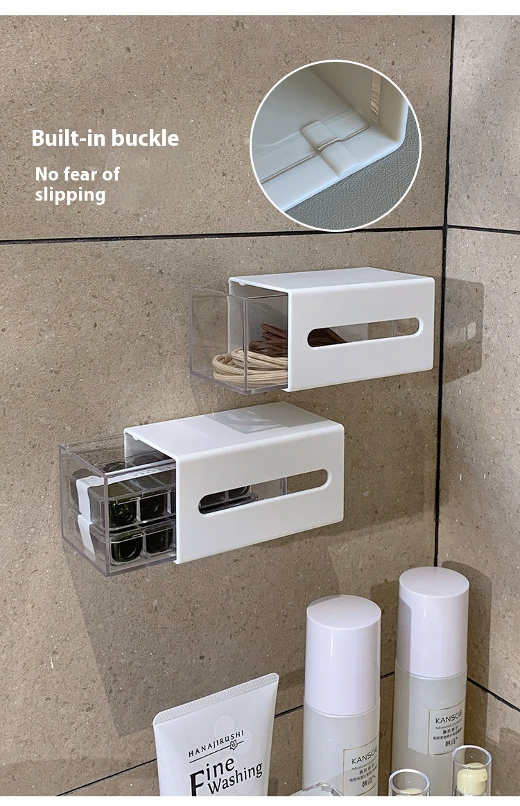 Wall-Mounted Cotton Pad and Swab Storage Drawer
