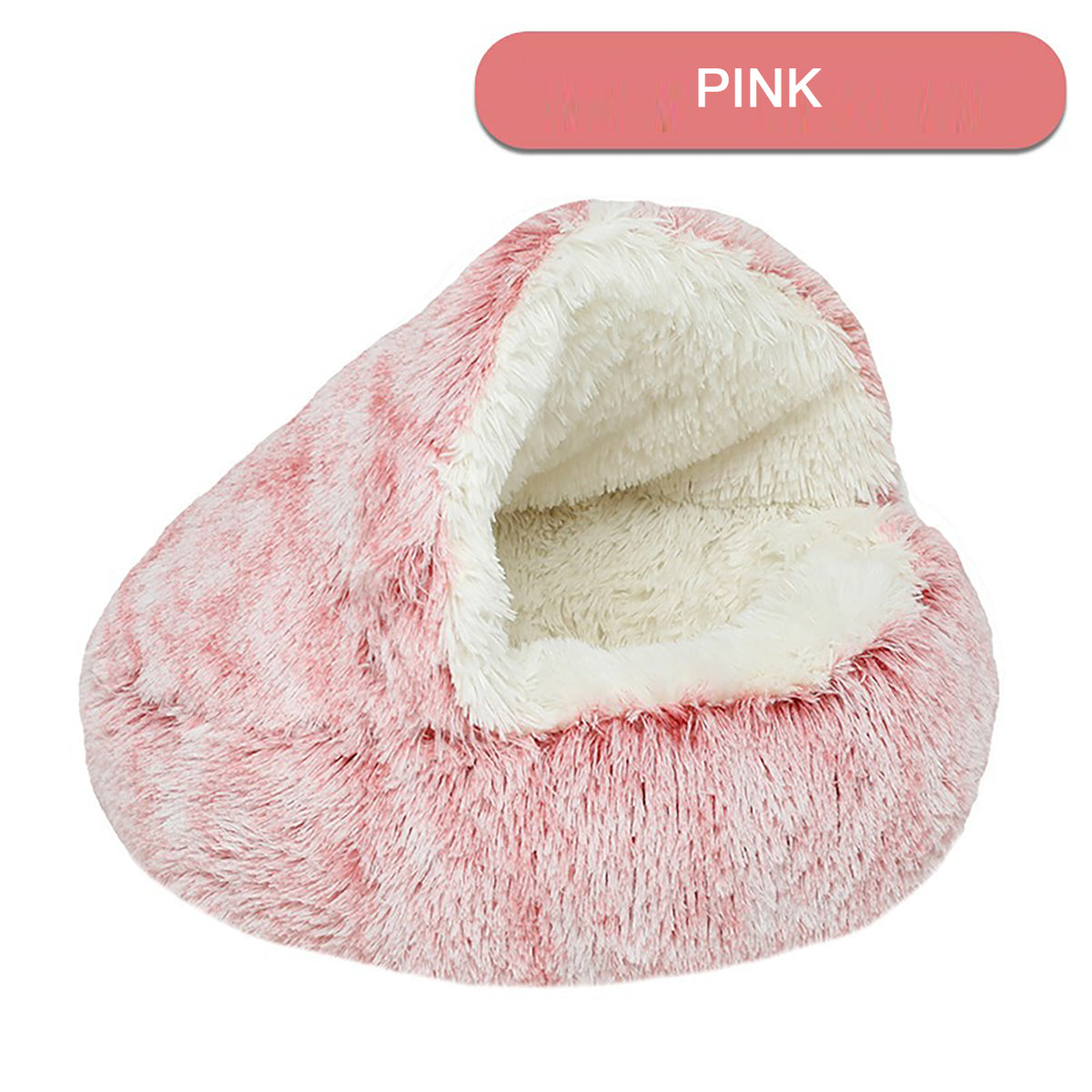 Hooded Round Plush Pet Bed