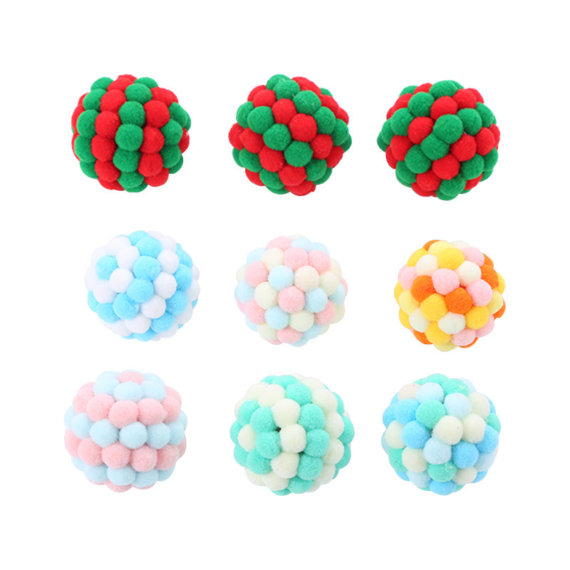 Colorful Plush Cat Toy Ball