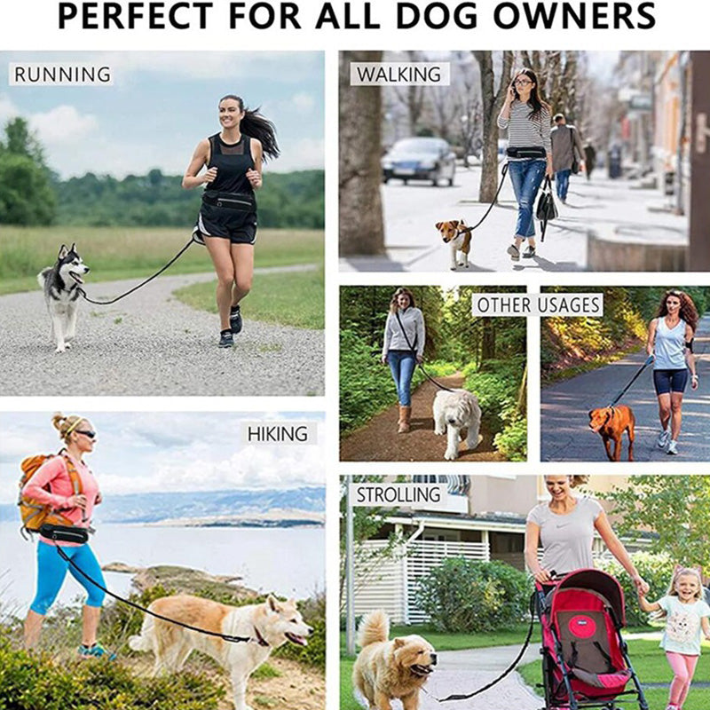 Hands-Free Bungee Dog Leash with Waist Pouch