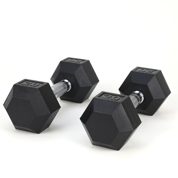 20-Pound Rubber-Coated Cast Iron Dumbbells