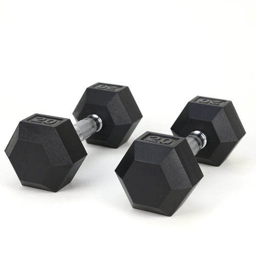 20-Pound Rubber-Coated Cast Iron Dumbbells