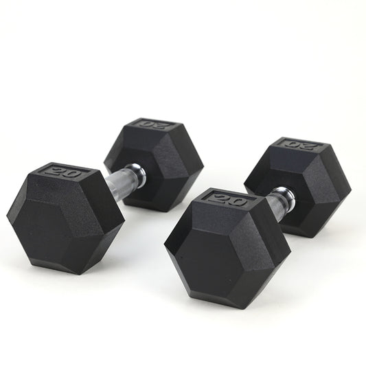 20-Pound Rubber-Coated Cast Iron Dumbbells