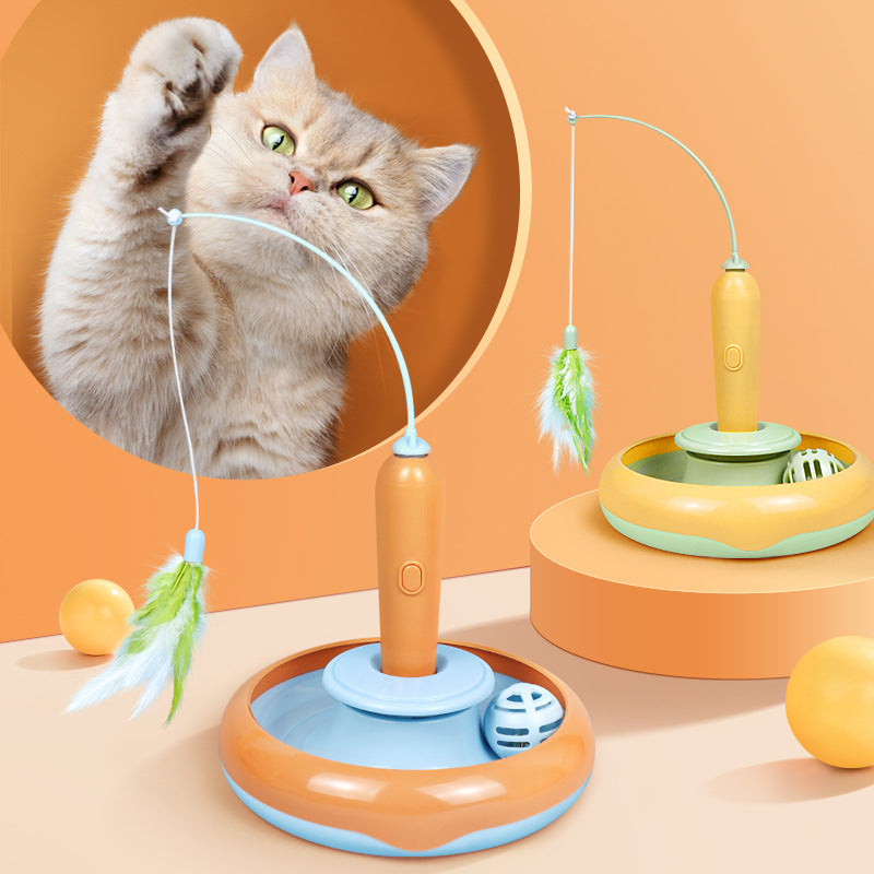 Cat Ball Track Toy with Feather