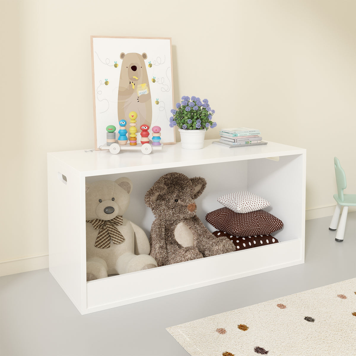 Open Wooden Toy Storage Bin
