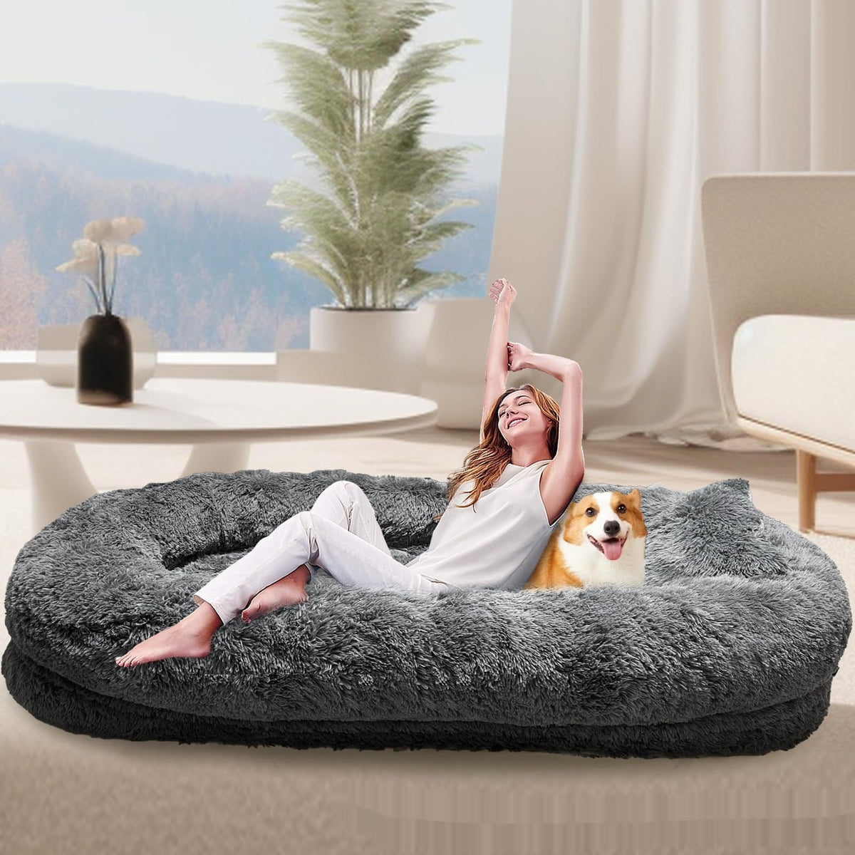 Oversized Plush Pet Lounger