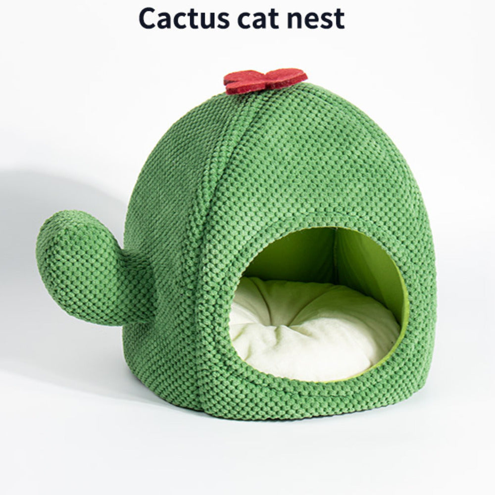 Cactus-Shaped Enclosed Pet Bed