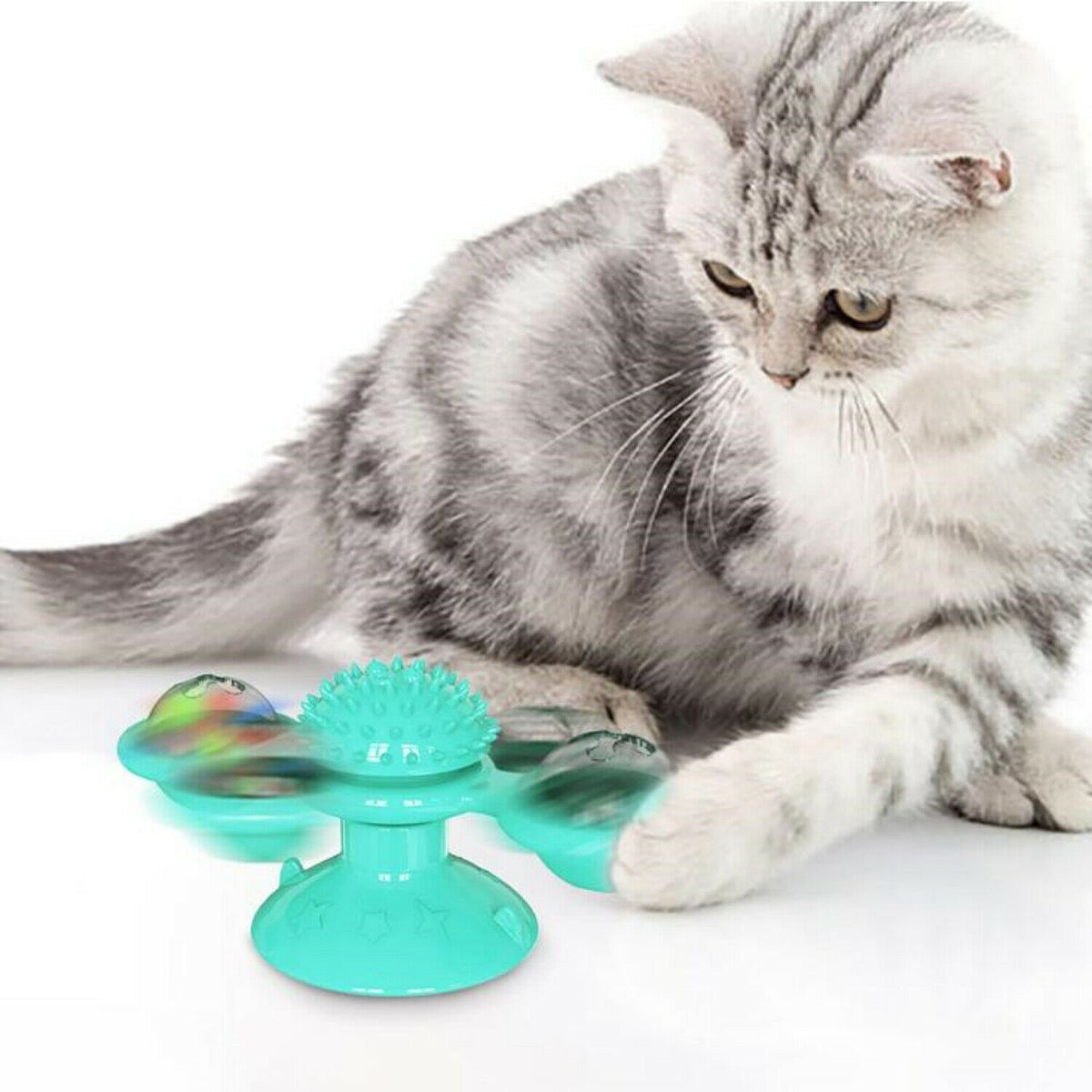 Windmill Cat Spinner Toy with Suction Cup