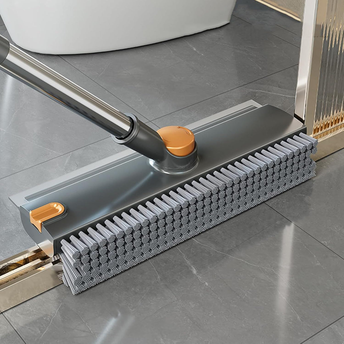Long-Handle Floor Scrub Brush with Squeegee