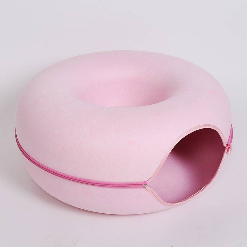 Felt Donut Cat Cave and Tunnel
