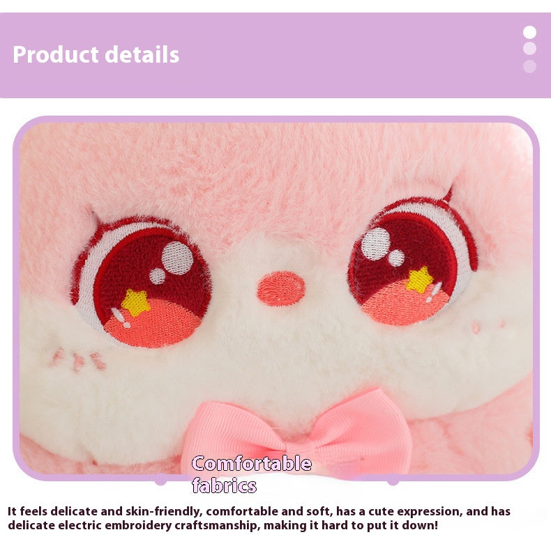 Colorful Plush Cat-Shaped Cushion