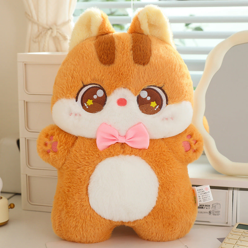 Colorful Plush Cat-Shaped Cushion