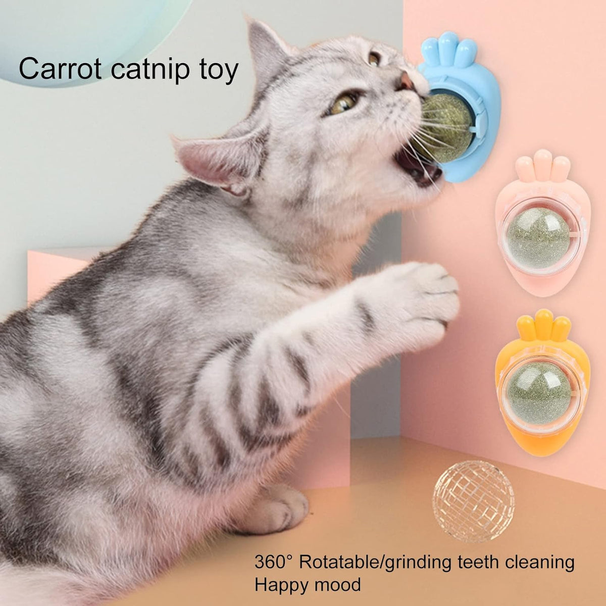 Carrot-Shaped Wall-Mounted Catnip Toy