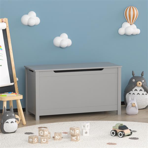 Wooden Toy Storage Box with Hinged Lid