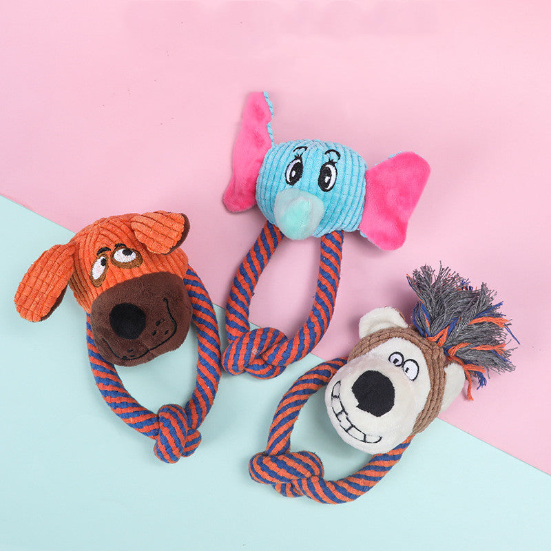 Animal Plush Dog Toy with Rope