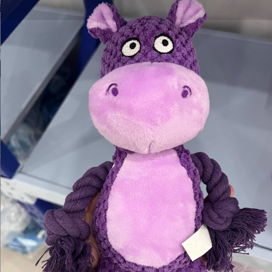 Animal Plush and Rope Dog Toy