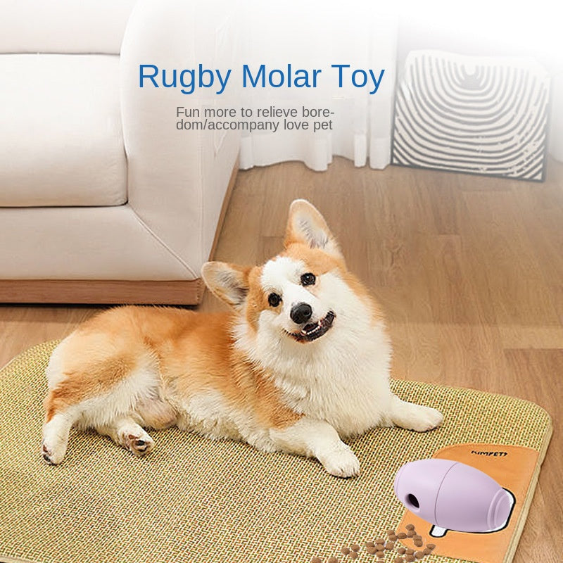 Football-Shaped Treat-Dispensing Dog Toy