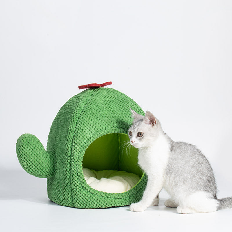 Cactus-Shaped Enclosed Pet Bed