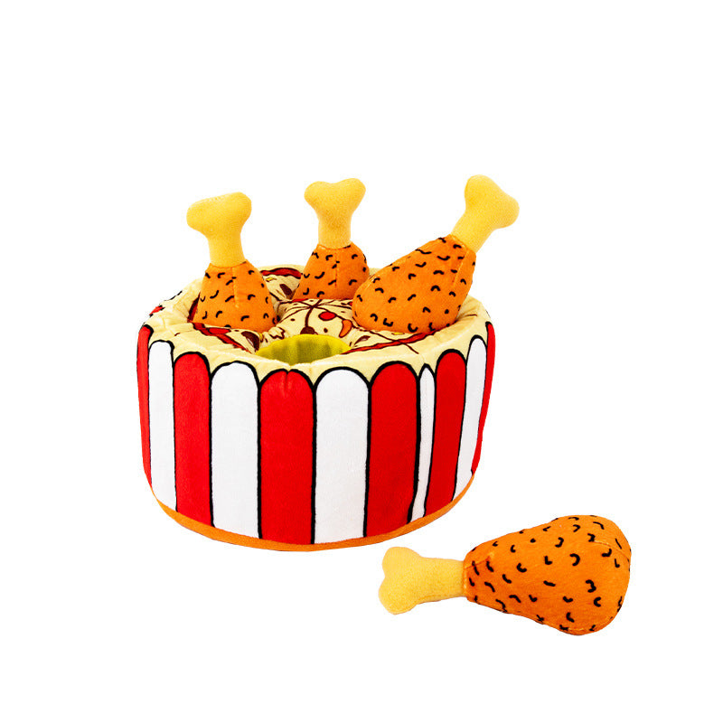 Chicken Drumstick Plush Treat-Hiding Dog Toy