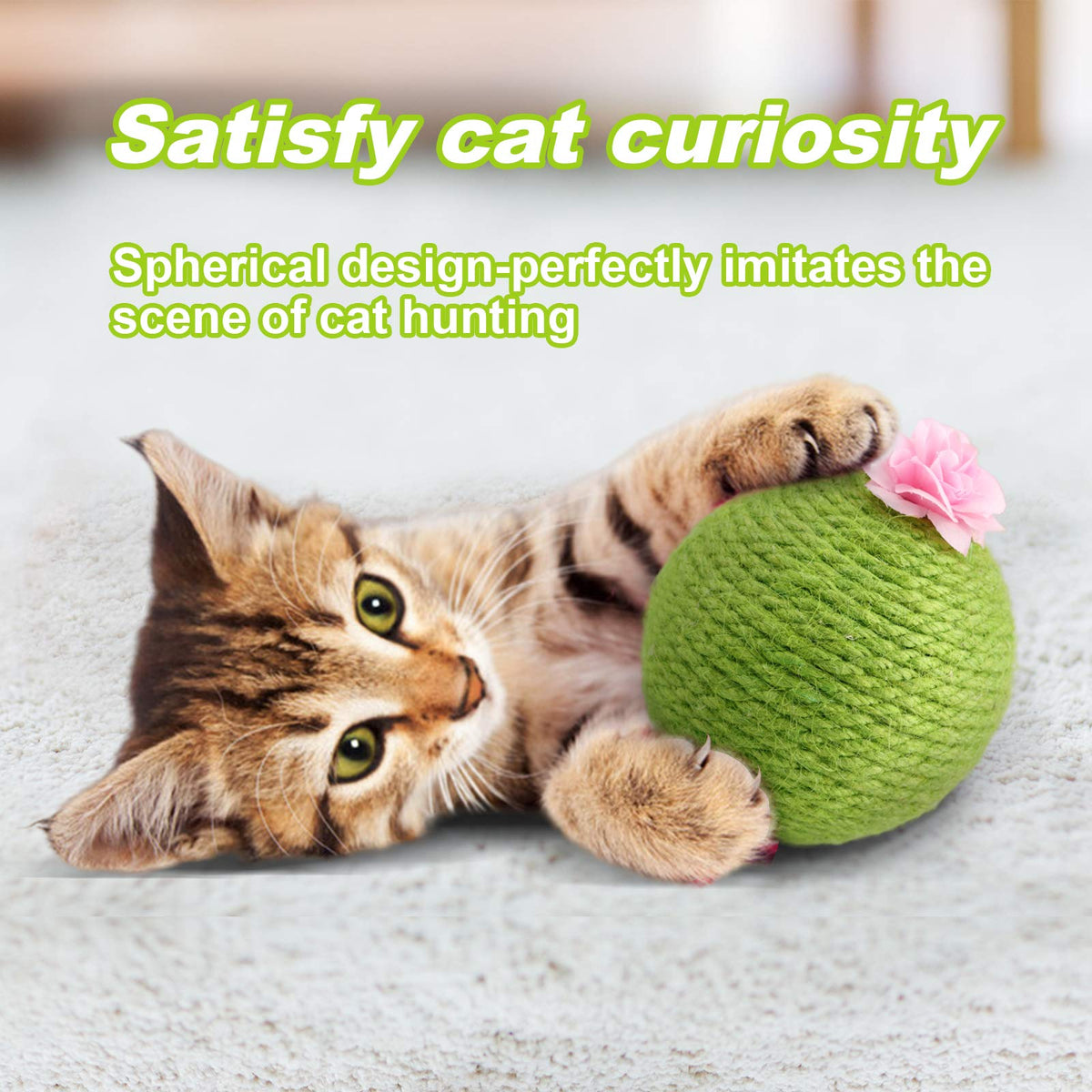 Sisal Cactus Cat Scratcher with Ball