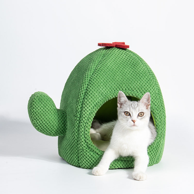 Cactus-Shaped Enclosed Pet Bed