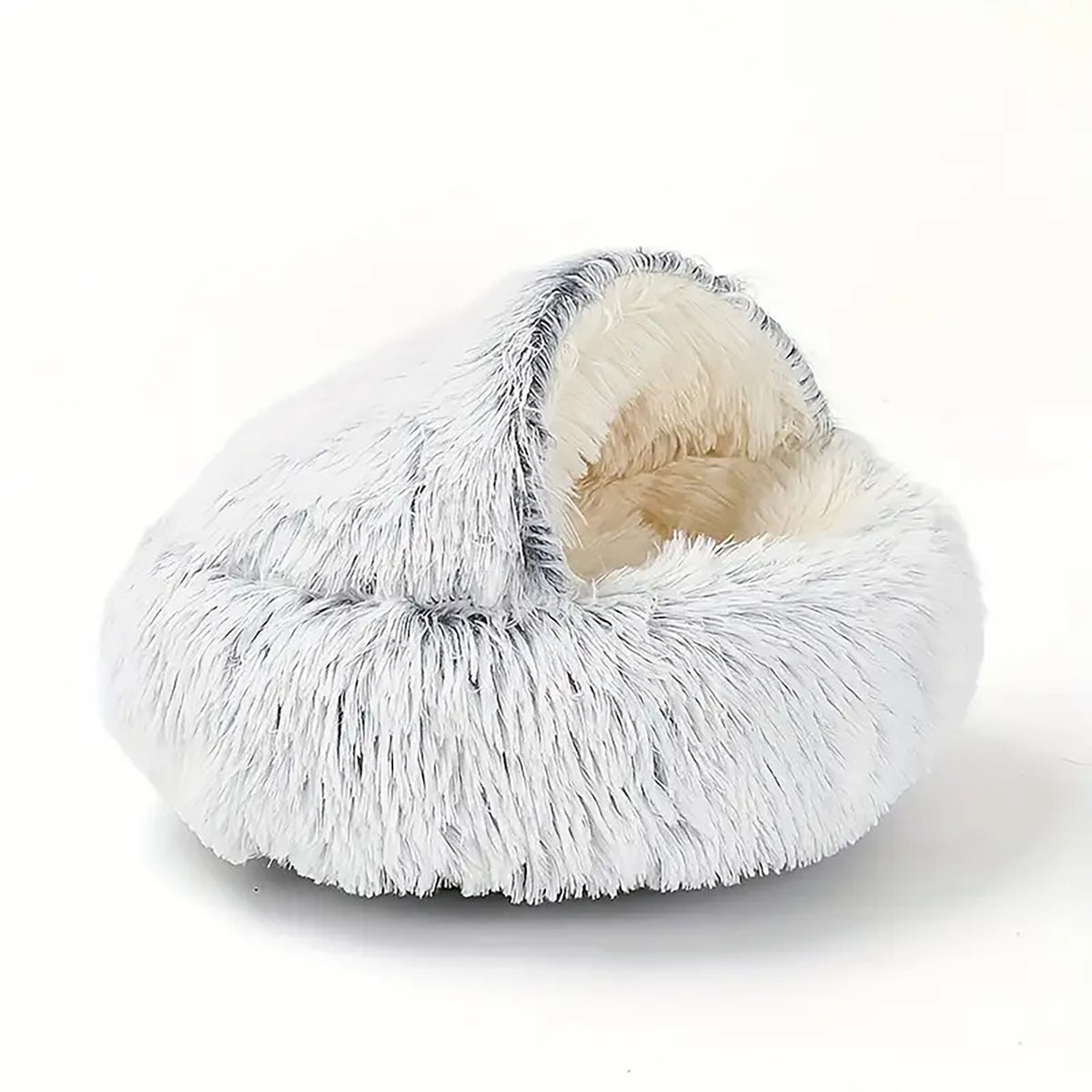 Hooded Round Plush Pet Bed
