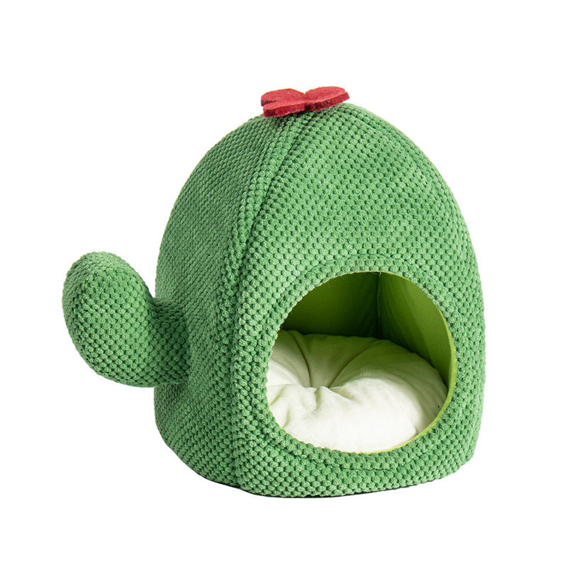 Cactus-Shaped Enclosed Pet Bed