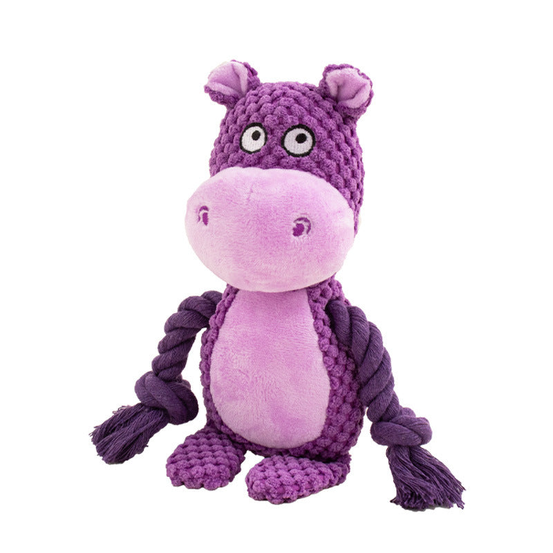 Animal Plush and Rope Dog Toy