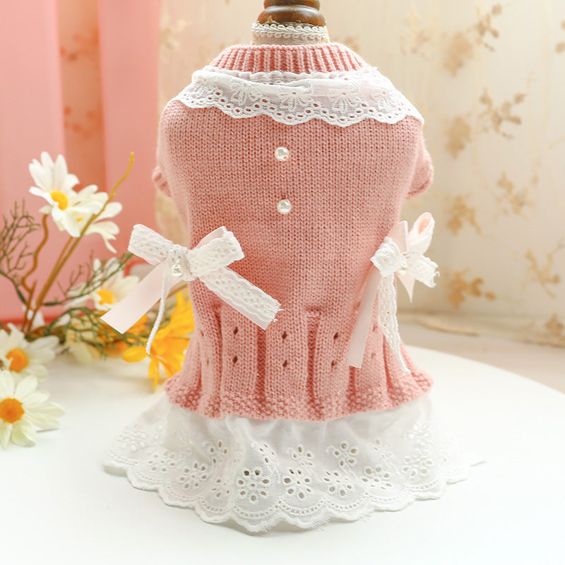 Bow Knit Pet Sweater