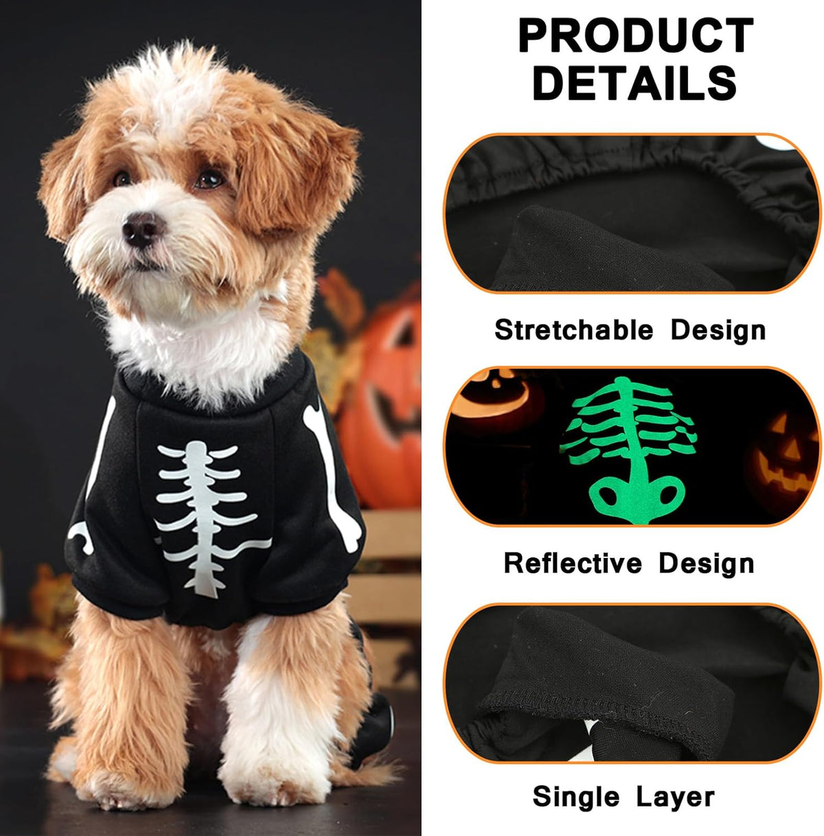 Skeleton Print Pet Jumpsuit