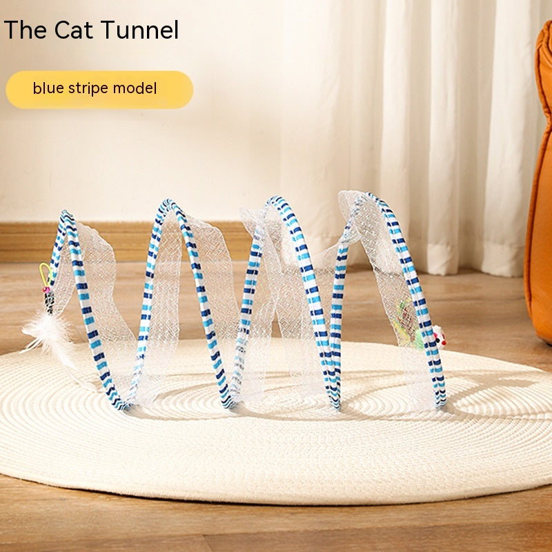 Foldable Cat Play Tunnel with Hanging Toy