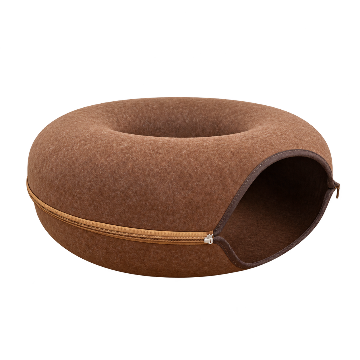 Brown felt pet cave